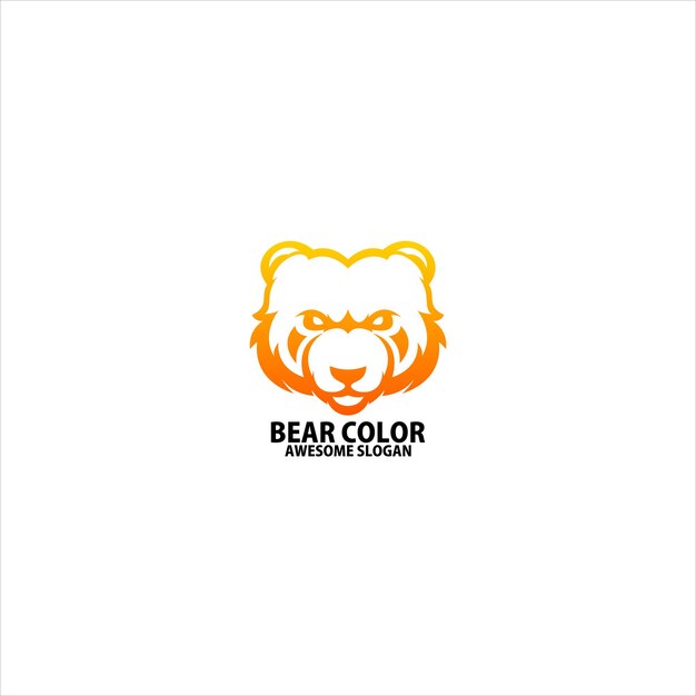 Diseño del logotipo de la cabeza de oso con línea de gradiente