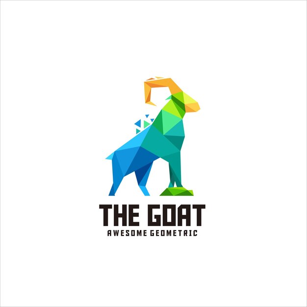 Diseño de logotipo de cabra vectorial geométrico colorido