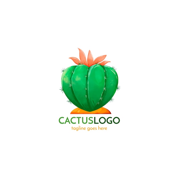 Vector gratuito diseño de logotipo de cactus acuarela