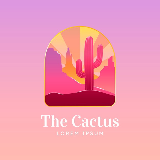 Diseño de logotipo de cactus degradado