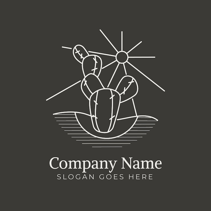 Vector gratuito diseño de logotipo de cactus dibujado a mano