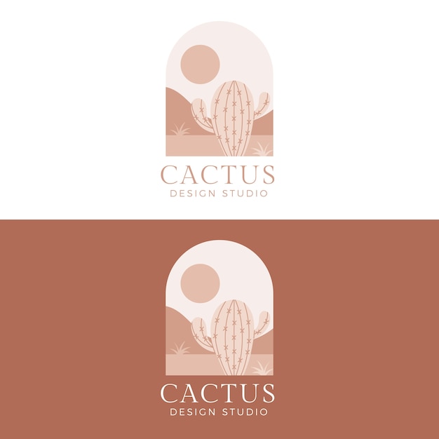 Diseño de logotipo de cactus de diseño plano