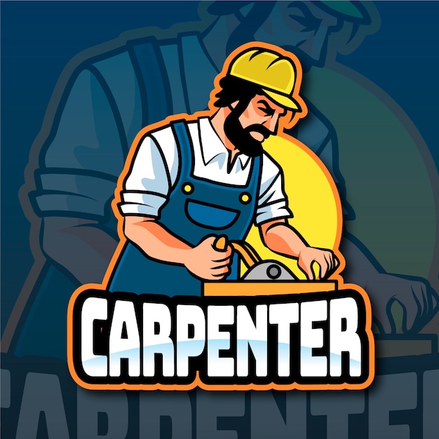 Vector gratuito diseño del logotipo del carpintero dibujado a mano