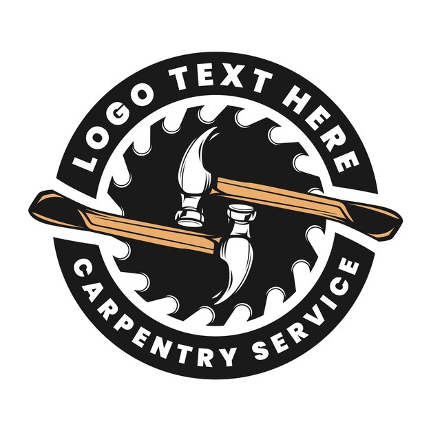 Diseño del logotipo del carpintero dibujado a mano