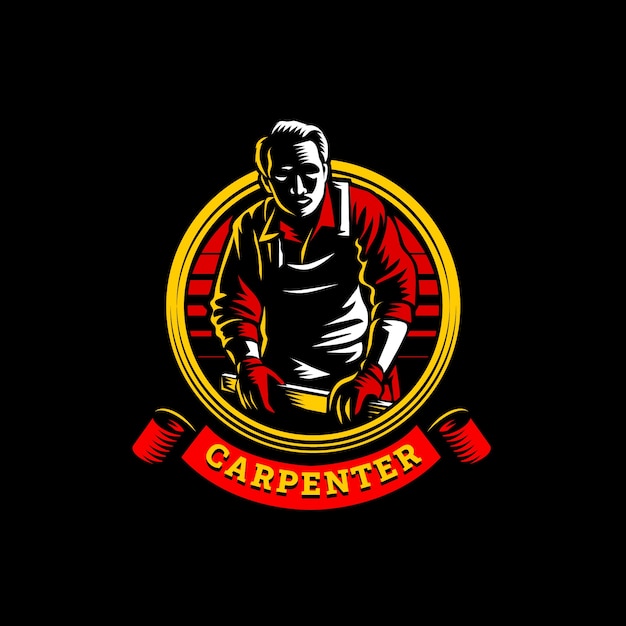 Diseño del logotipo del carpintero dibujado a mano