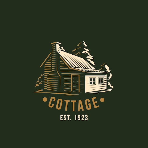 Diseño de logotipo de casa de campo dibujado a mano
