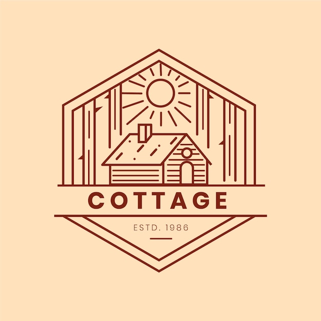 Diseño de logotipo de casa de campo de diseño plano