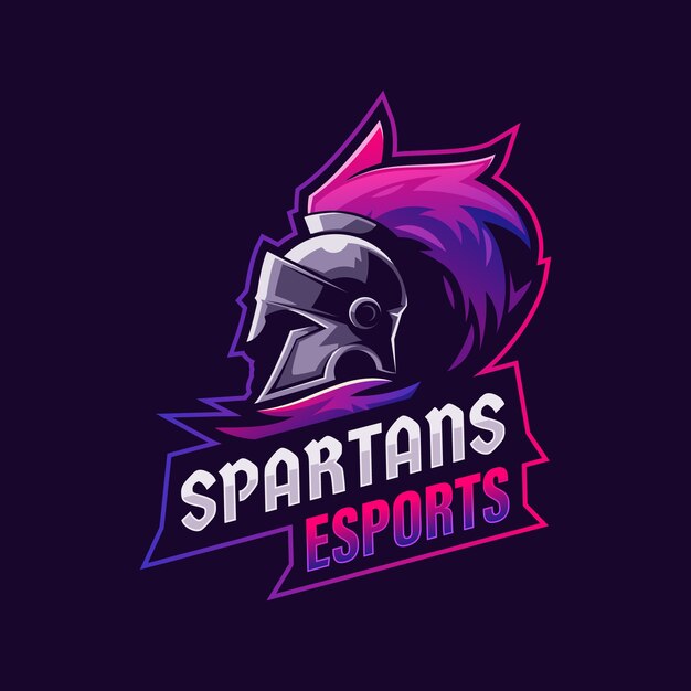 Diseño de logotipo de casco espartano degradado