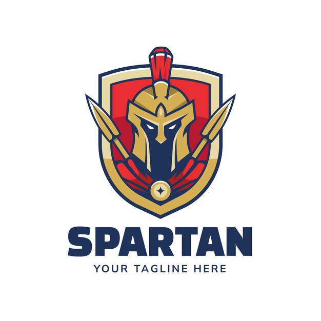Diseño de logotipo de casco espartano dibujado a mano
