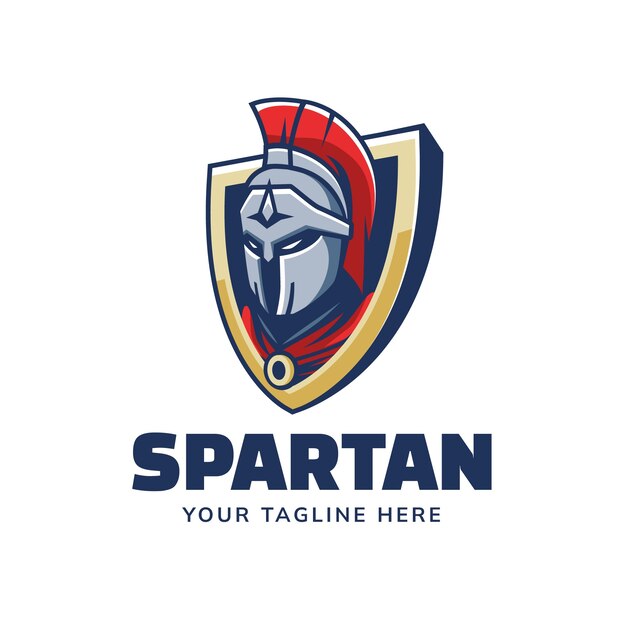 Diseño de logotipo de casco espartano dibujado a mano