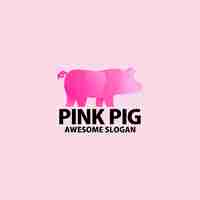 Vector gratuito diseño de logotipo de cerdo rosa degradado colorido