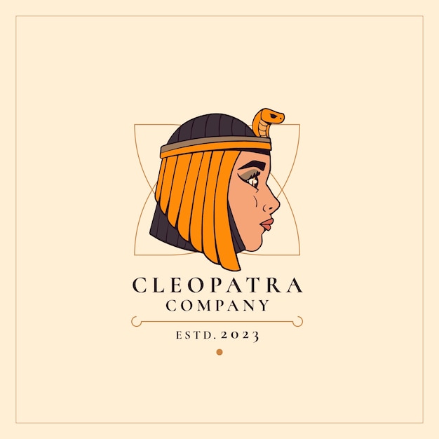 Diseño de logotipo de cleopatra dibujado a mano