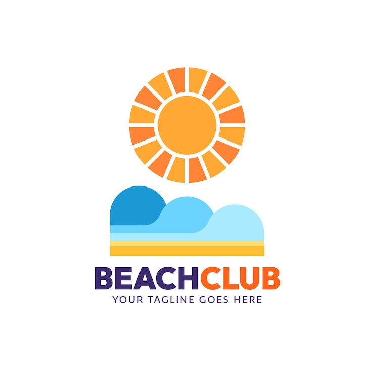 Vector gratuito diseño de logotipo de club de playa de diseño plano