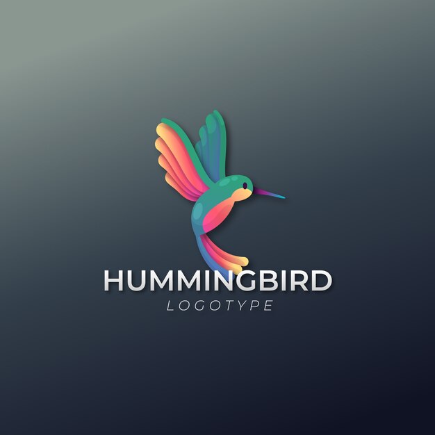Diseño de logotipo de colibrí degradado