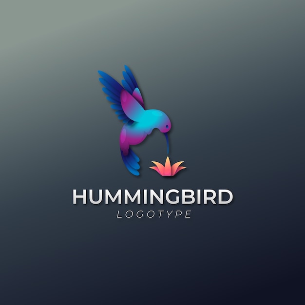 Vector gratuito diseño de logotipo de colibrí degradado