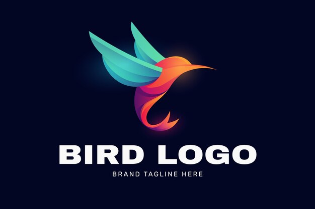 Diseño de logotipo de colibrí degradado