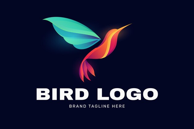 Diseño de logotipo de colibrí degradado