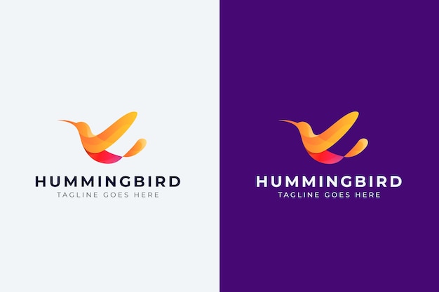 Vector gratuito diseño de logotipo de colibrí degradado