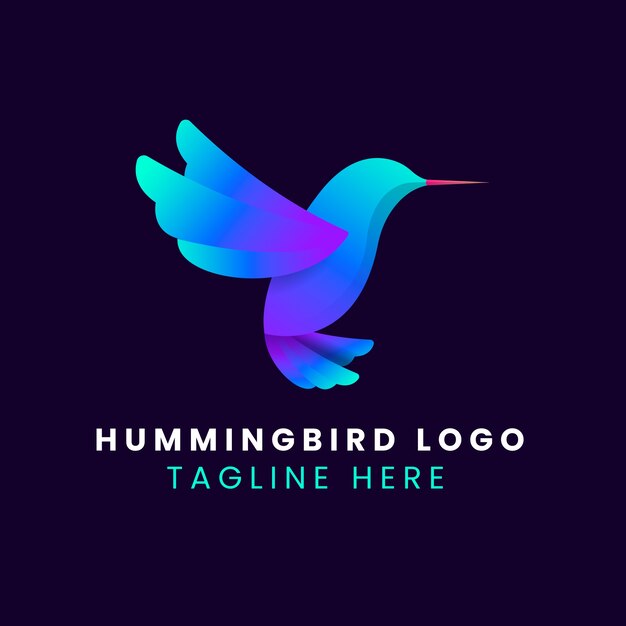 Diseño de logotipo de colibrí degradado