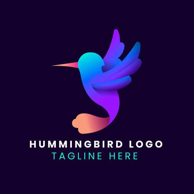 Diseño de logotipo de colibrí degradado