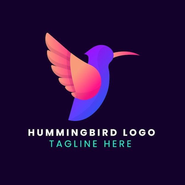 Diseño de logotipo de colibrí degradado