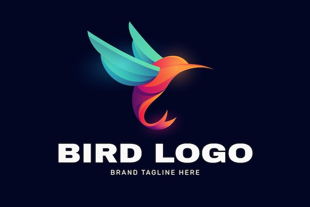 Diseño del logotipo del colibrí gradiente
