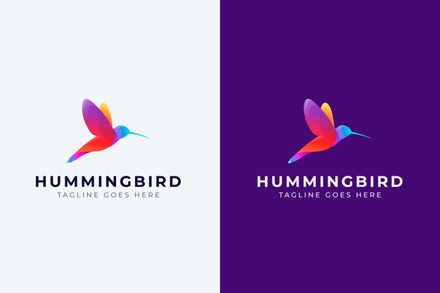 Diseño del logotipo del colibrí gradiente