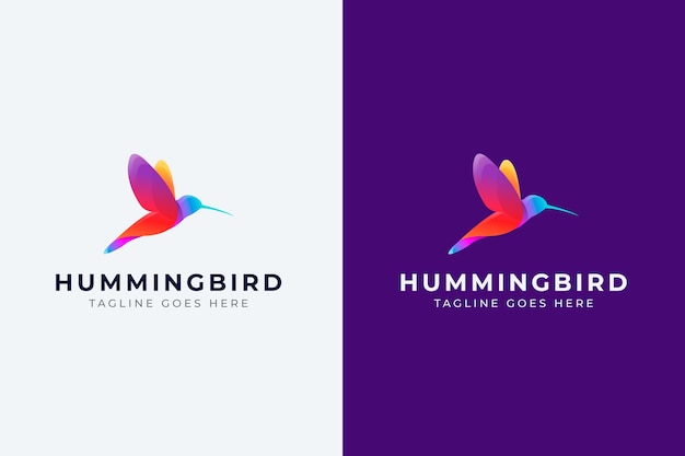 Diseño del logotipo del colibrí gradiente