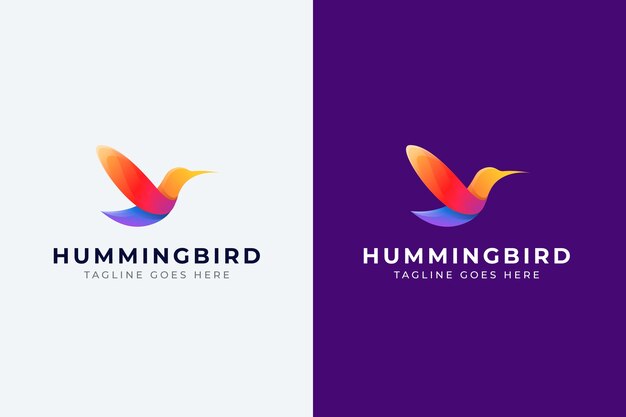 Diseño del logotipo del colibrí gradiente