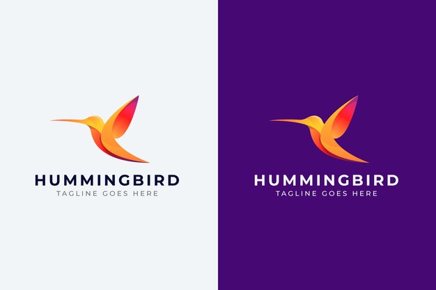Diseño del logotipo del colibrí gradiente