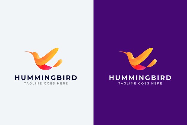 Diseño del logotipo del colibrí gradiente