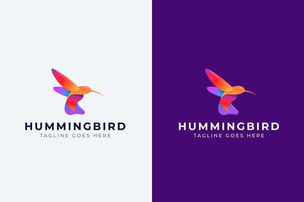 Diseño del logotipo del colibrí gradiente