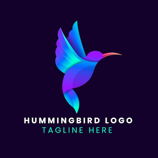 Diseño del logotipo del colibrí gradiente