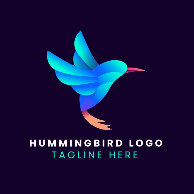 Diseño del logotipo del colibrí gradiente