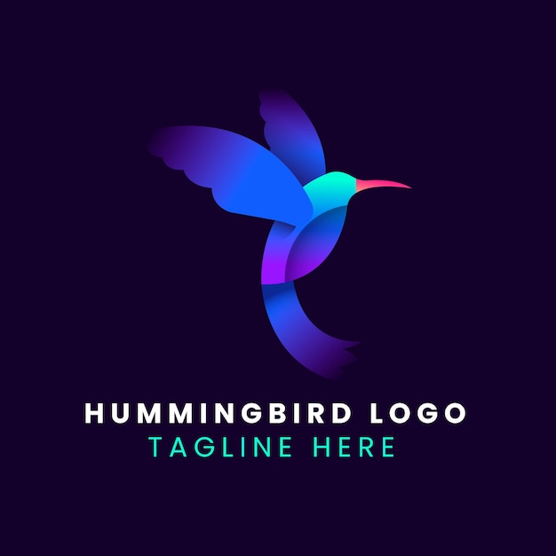 Diseño del logotipo del colibrí gradiente