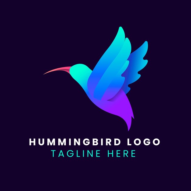 Diseño del logotipo del colibrí gradiente