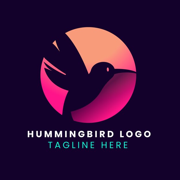 Diseño del logotipo del colibrí gradiente