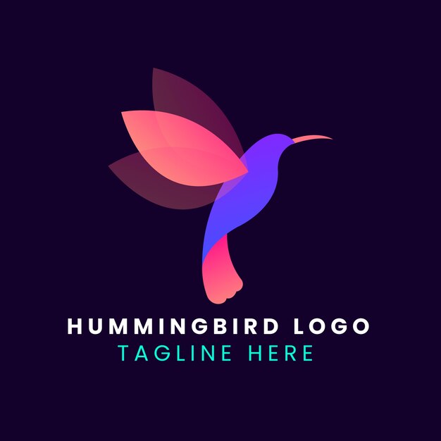 Diseño del logotipo del colibrí gradiente