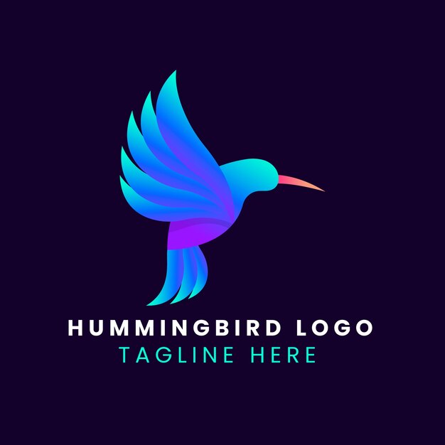 Diseño del logotipo del colibrí gradiente