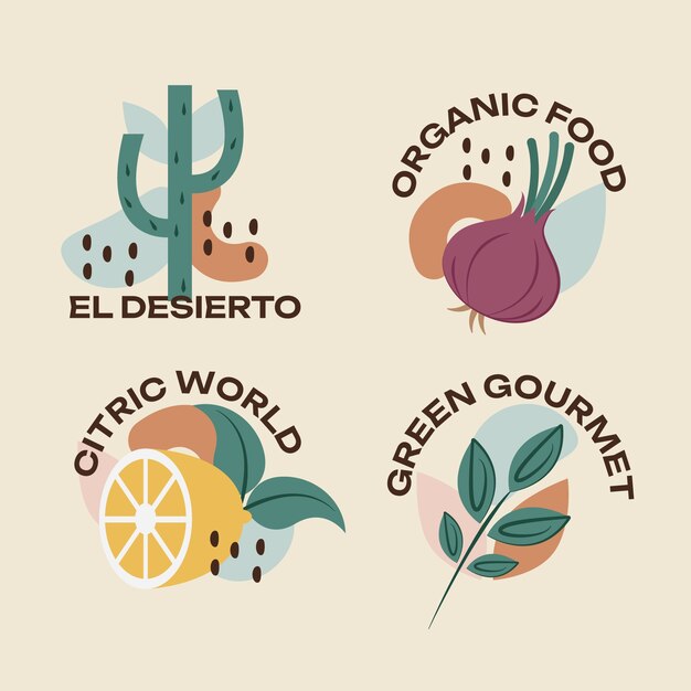 Diseño de logotipo de colores apagados dibujado a mano