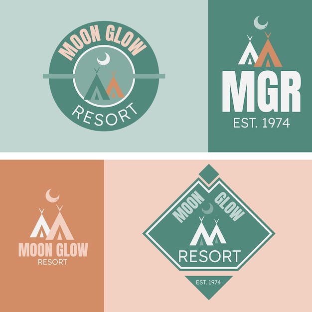 Diseño de logotipo de colores apagados dibujado a mano