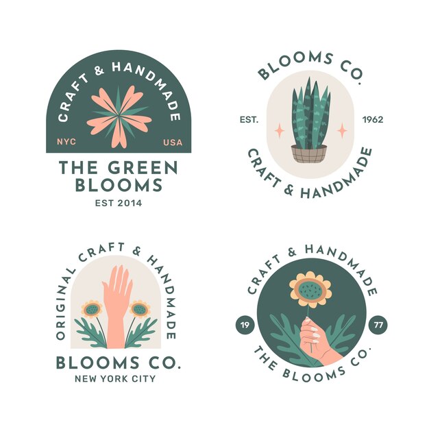 Diseño de logotipo de colores apagados dibujado a mano