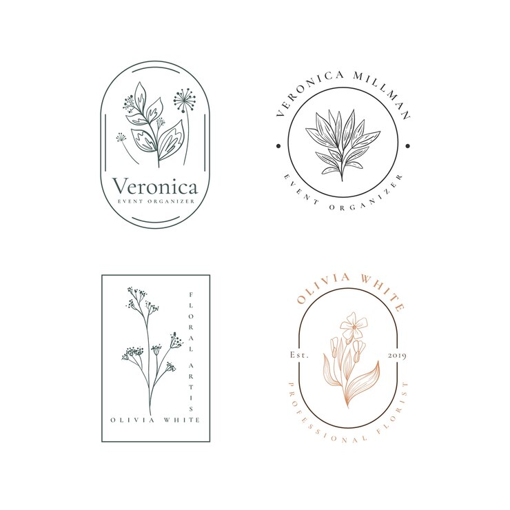 Vector gratuito diseño de logotipo de colores apagados dibujado a mano