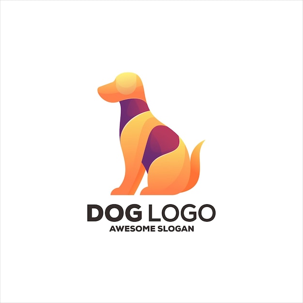 Diseño de logotipo colorido degradado de perro