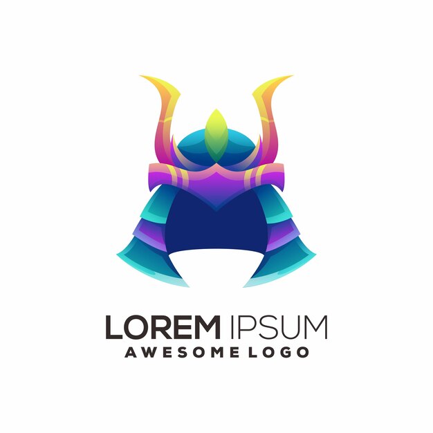 Diseño de logotipo colorido degradado samurai