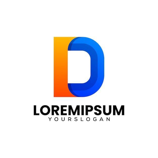 diseño del logotipo colorido de la letra inicial D