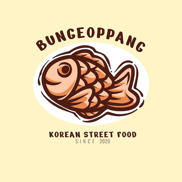 Diseño de logotipo de comida coreana dibujado a mano