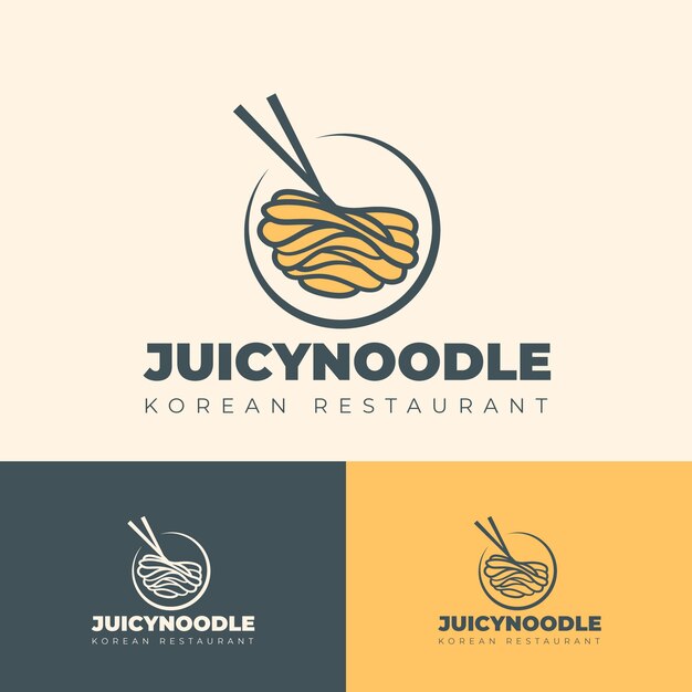 Diseño de logotipo de comida coreana dibujado a mano