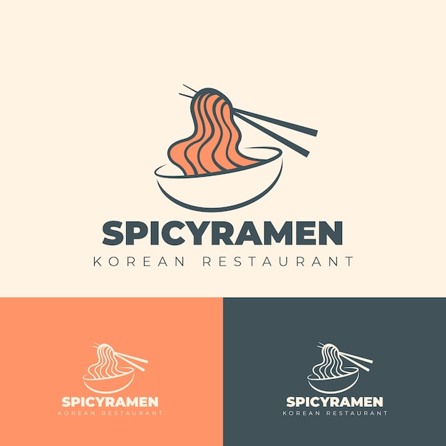 Diseño de logotipo de comida coreana dibujado a mano