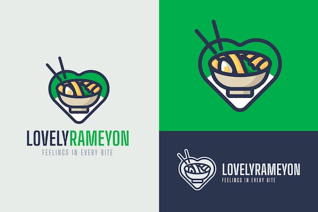 Diseño de logotipo de comida coreana de diseño plano